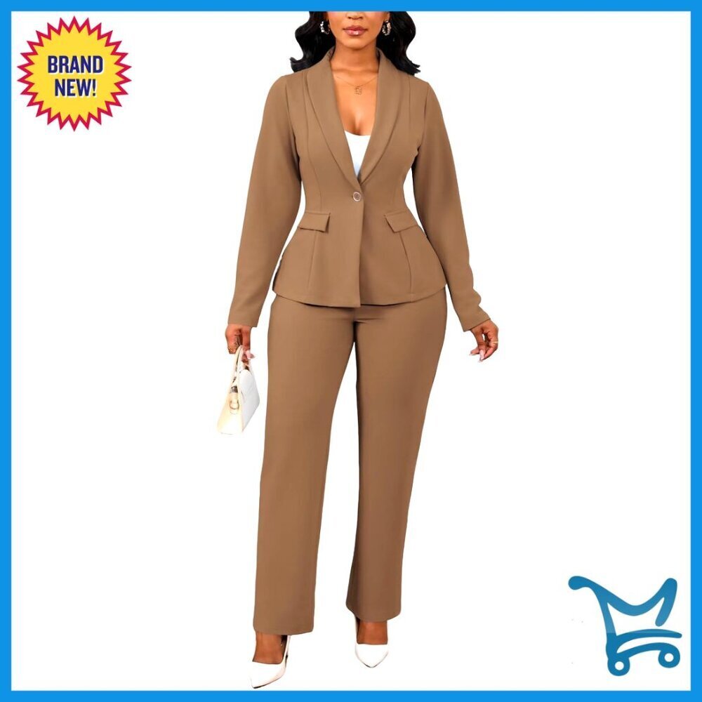 Women's 2-Piece Pant Suit Set Blazer Straight Leg Pants Office Professional